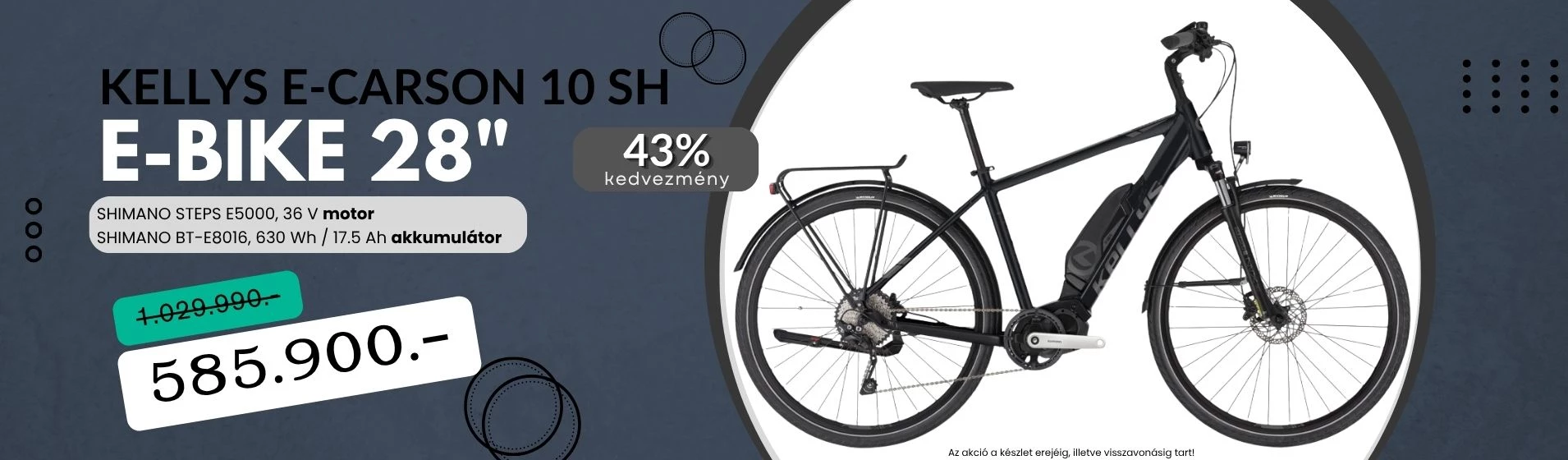 Szuper Akciós Kellys E-Carson 10 SH 630Wh elektromos kerékpár