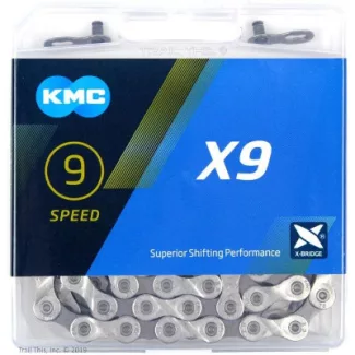 KMC X9 Gray 1/2x1/128 114L 9 sebességes kerékpár lánc