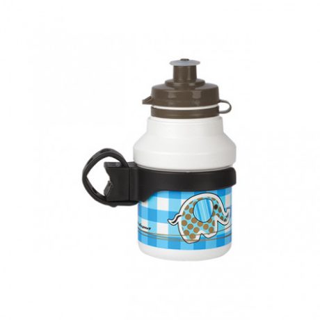 Polisport Elephant 350 ml gyermek kerékpár kulacs pattintós kupakkal+ gumipántos kulacstartóval