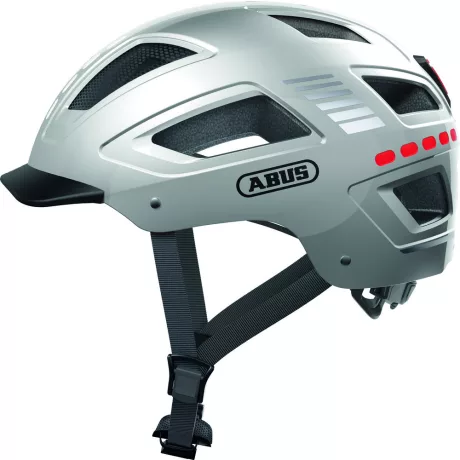 ABUS kerékpáros városi sisak Hyban 2.0 LED, ABS, signal silver, XL (58-63 cm) sisakok