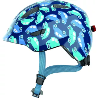   ABUS kerékpáros gyerek sisak Smiley 3.0 LED, In-Mold, blue car, M (50-55 cm) sisakok