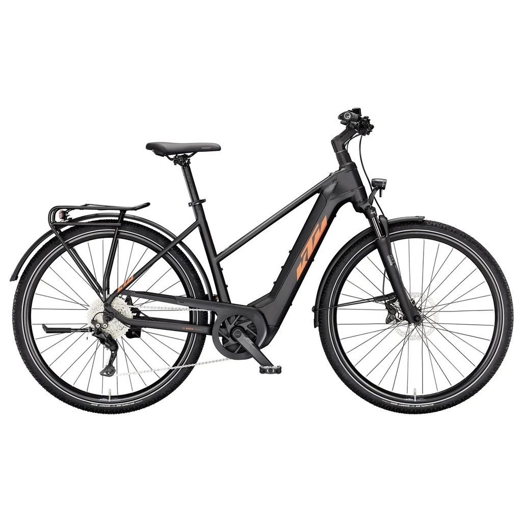 KTM MACINA SPORT CX750 LTD64 BLACK MATT (ORANGE+WHITE) Női Túratrekking e-bike