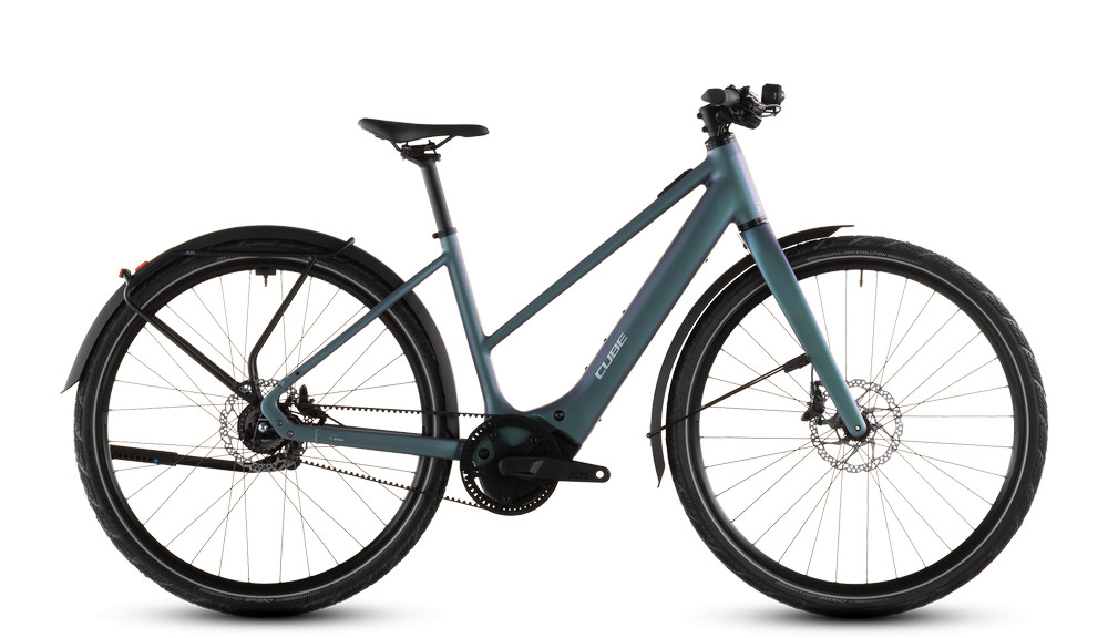 Cube Editor Hybrid SLT 400X FE smaragdgrey'n'prism női city e-bike